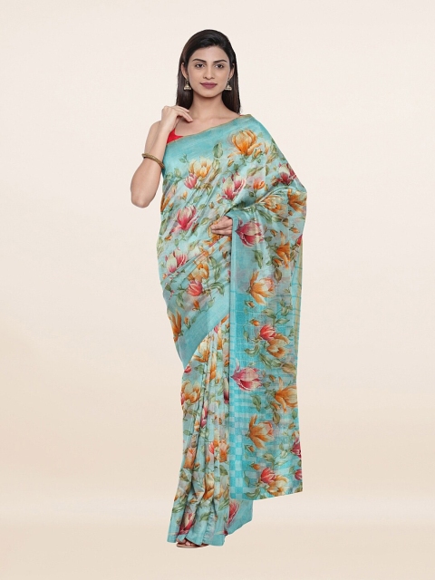 

Pothys Blue & Yellow Floral Printed Saree
