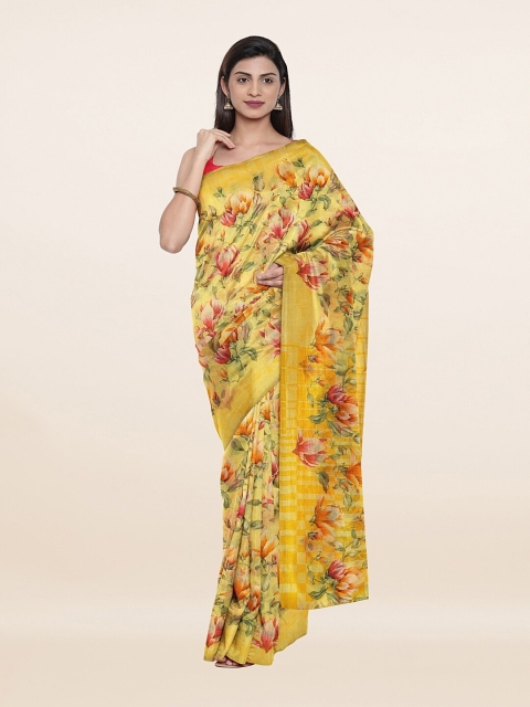 

Pothys Yellow & Red Floral Printed Cotton Blend Saree