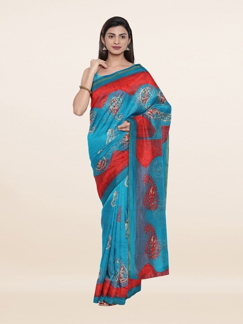 

Pothys Blue & Red Ethnic Motifs Printed Saree