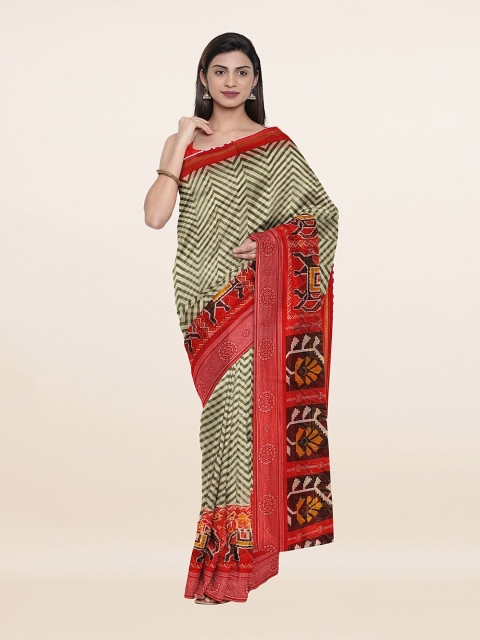 

Pothys Green & Red Geometric Printed Cotton Blend Saree