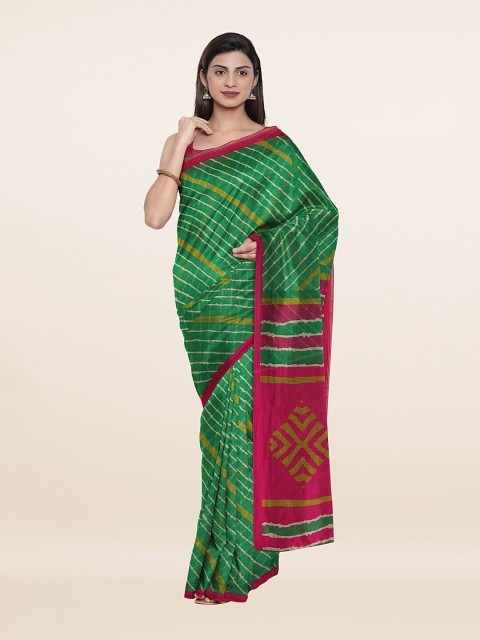 

Pothys Green & White Striped Saree