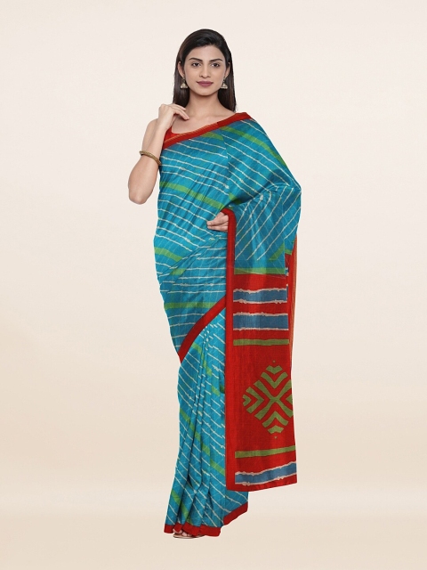 

Pothys Blue & White Striped Cotton Blend Saree