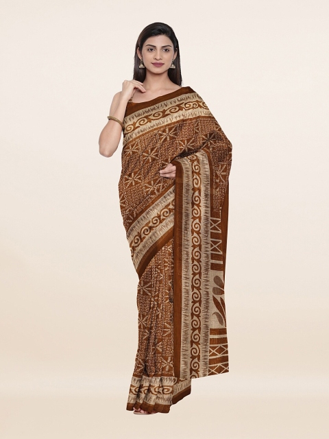 

Pothys Brown & Khaki Ethnic Motifs Saree