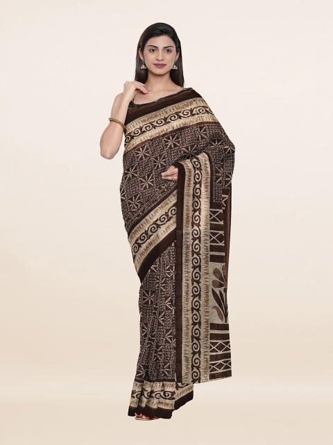 

Pothys Brown & Green Floral Saree