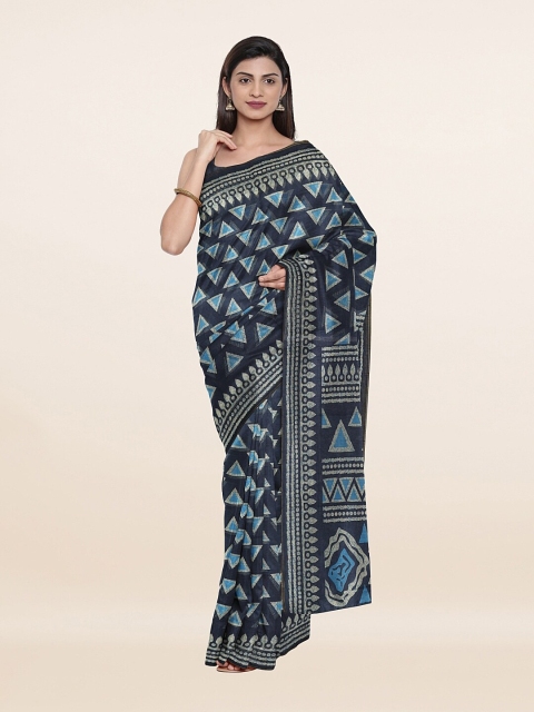 

Pothys Navy Blue & Grey Printed Saree