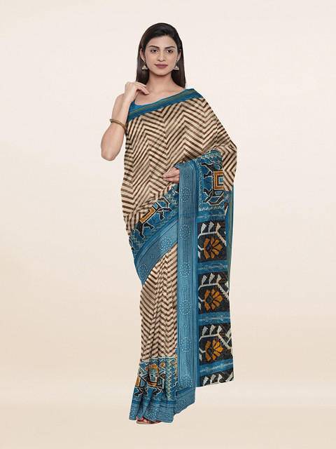

Pothys Brown & Blue Floral Saree