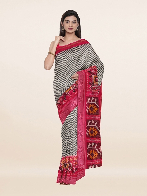 

Pothys Grey & Pink Printed Cotton Blend Saree