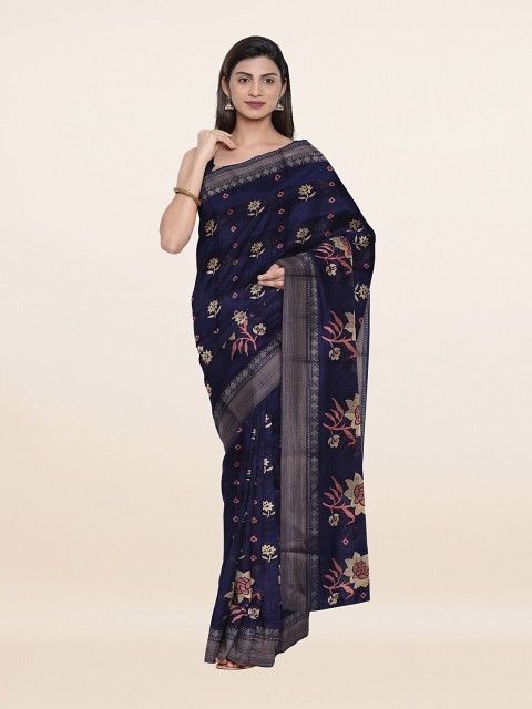 

Pothys Blue & Brown Floral Zari Saree