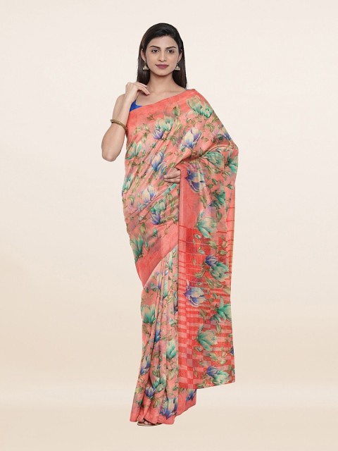 

Pothys Pink & Green Floral Saree