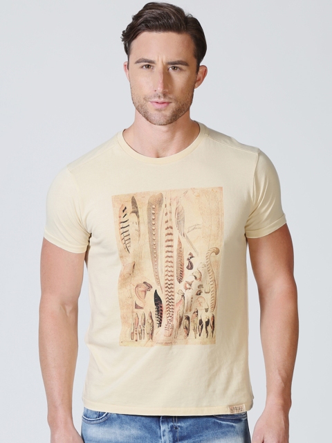 

Solly Jeans Co. by Allen Solly Men Cream Printed Round Neck T-shirt