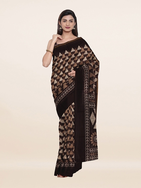 

Pothys Brown & White Floral Saree