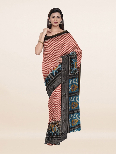 

Pothys Rust & Black Geometric Printed Saree