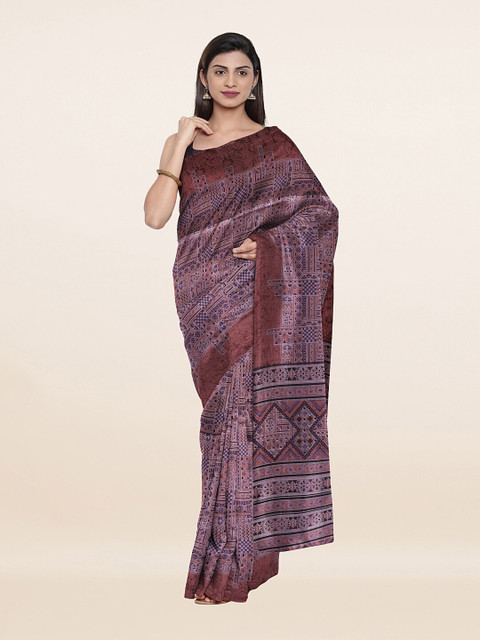

Pothys Purple & Grey Printed Cotton Blend Saree