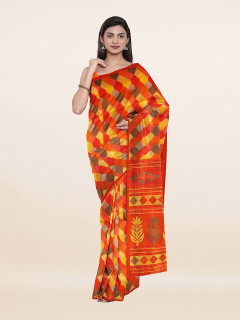 

Pothys Orange & Yellow Floral Saree