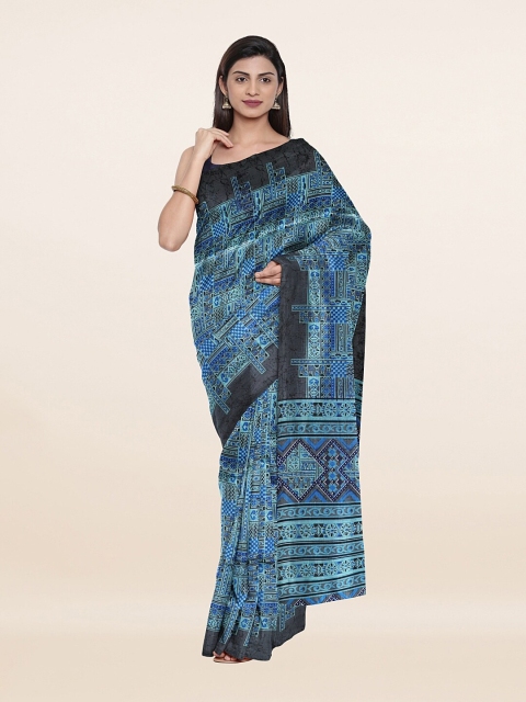 

Pothys Blue & Grey Ethnic Motifs Cotton Blend Saree