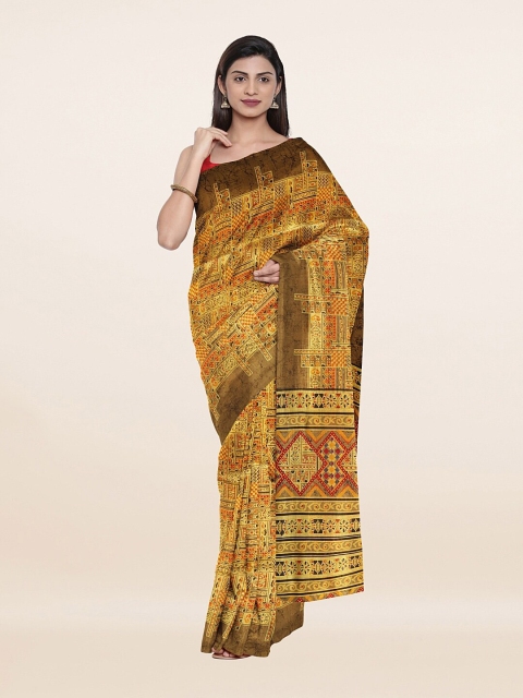 

Pothys Yellow & Pink Geometric Printed Saree