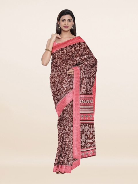 

Pothys Brown & Pink Ethnic Motifs Printed Saree