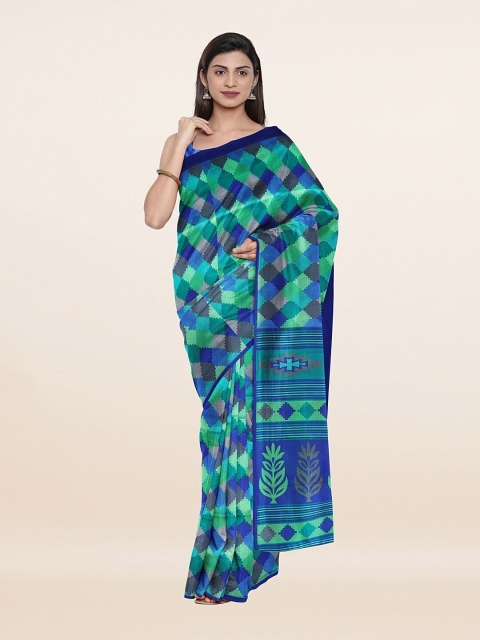 

Pothys Blue & Green Printed Cotton Blend Saree
