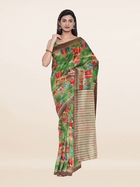 

Pothys Brown & Green Floral Printed Saree