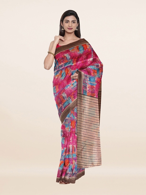 

Pothys Pink & Blue Abstract Printed Saree