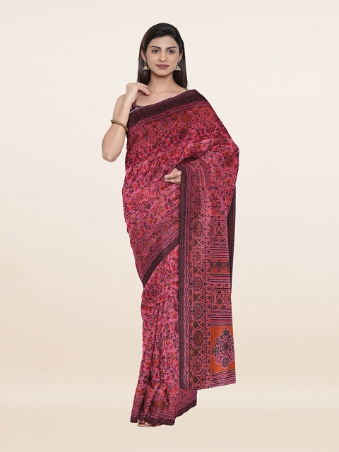 

Pothys Pink & Black Floral Printed Saree