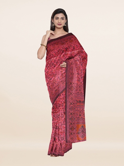 

Pothys Pink & Mustard Floral Saree
