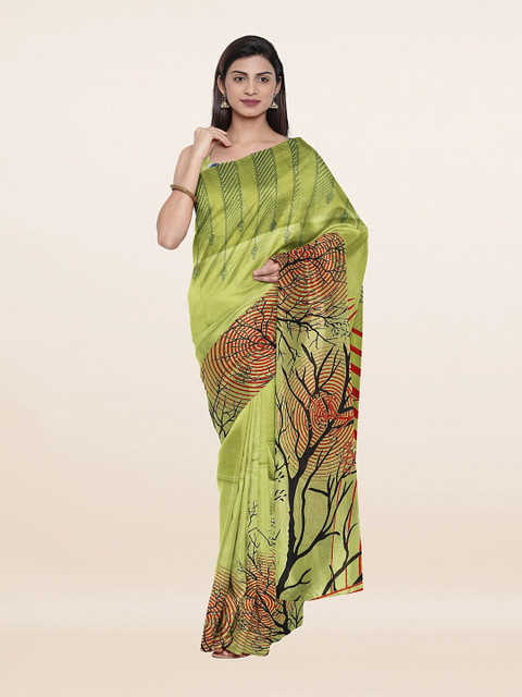 

Pothys Green & Red Printed Cotton Blend Saree