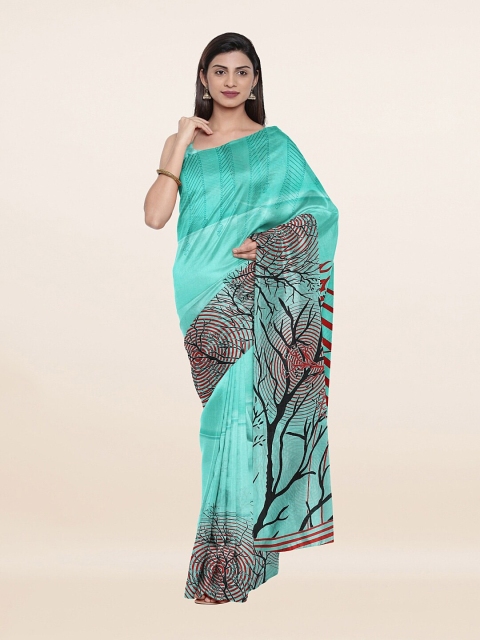 

Pothys Sea Green & Red Abstract Printed Saree