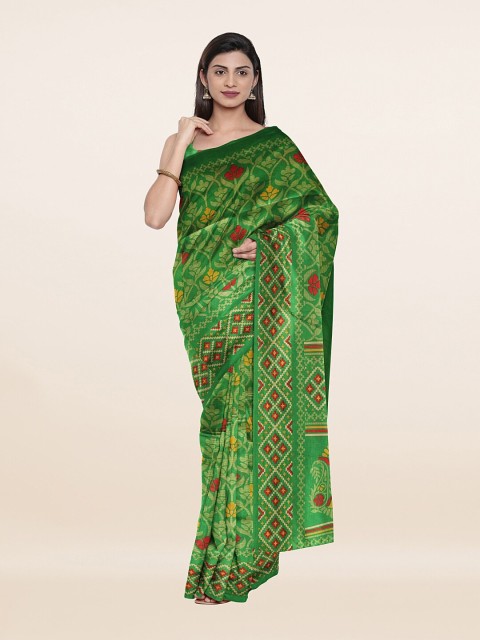 

Pothys Green & Red Floral Saree