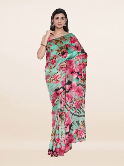 

Pothys Green & Pink Floral Saree