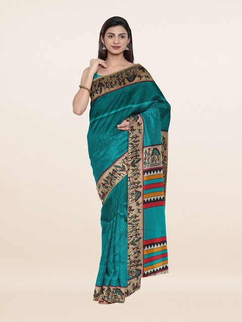 

Pothys Green & Beige Geometric Printed Saree