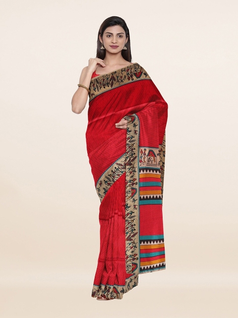 

Pothys Red & Beige Geometric Printed Saree