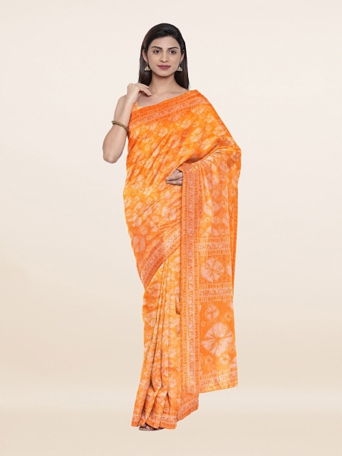 

Pothys Orange Abstract Printed Saree