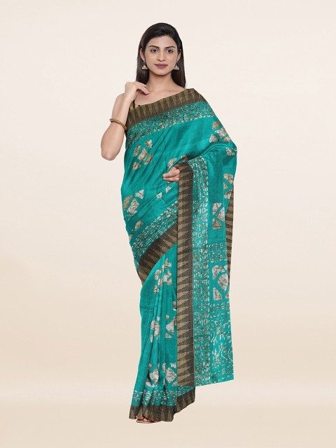 

Pothys Green & White Printed Saree