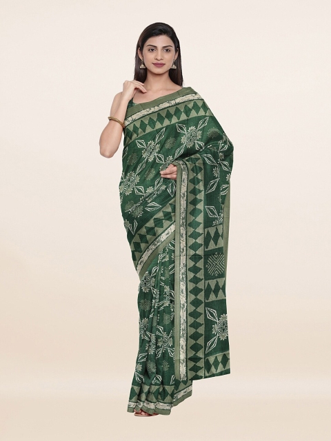 

Pothys Green & Grey Floral Printed Cotton Blend Saree