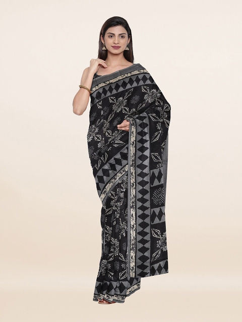 

Pothys Black & White Ethnic Motifs Printed Saree