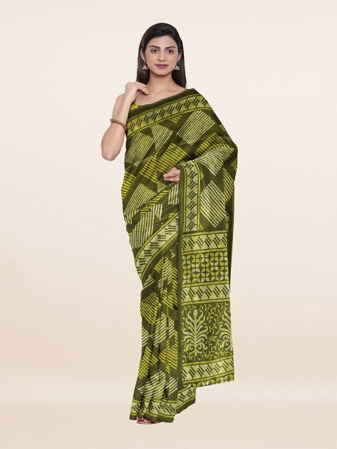 

Pothys Green & Yellow Geometric Printed Saree