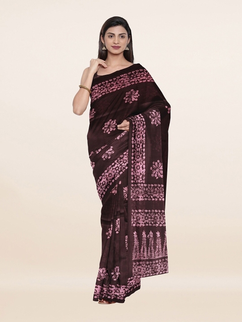 

Pothys Brown & Pink Floral Saree