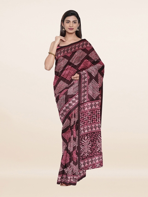 

Pothys Purple & White Printed Cotton Blend Saree