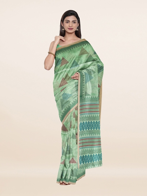 

Pothys Green & Maroon Printed Cotton Blend Saree