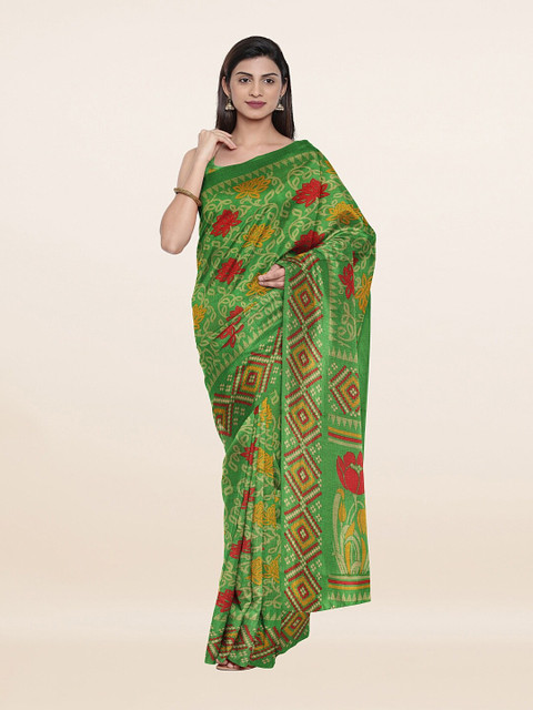

Pothys Green & Red Floral Saree