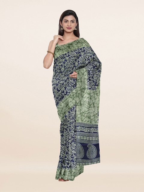 

Pothys Blue & Green Floral Printed Cotton Blend Saree