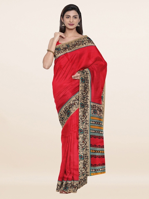 

Pothys Red & Black Ethnic Motifs Printed Saree