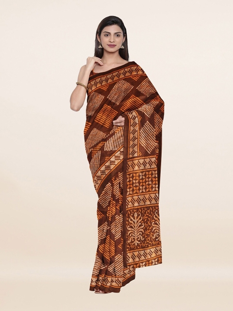 

Pothys Brown & Orange Geometric Printed Saree