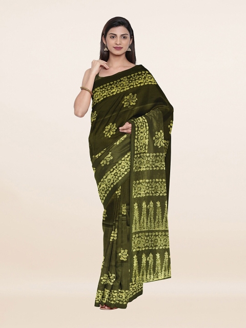 

Pothys Olive Green & Green Floral Saree