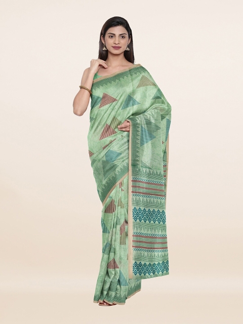 

Pothys Green & Red Geometric Printed Cotton Blend Saree