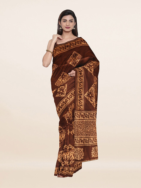 

Pothys Brown & Yellow Ethnic Motifs Saree