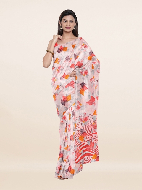 

Pothys Off White & Red Floral Printed Saree