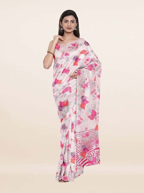 

Pothys Off White & Pink Floral Saree