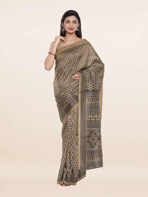 

Pothys Tan & Black Floral Saree